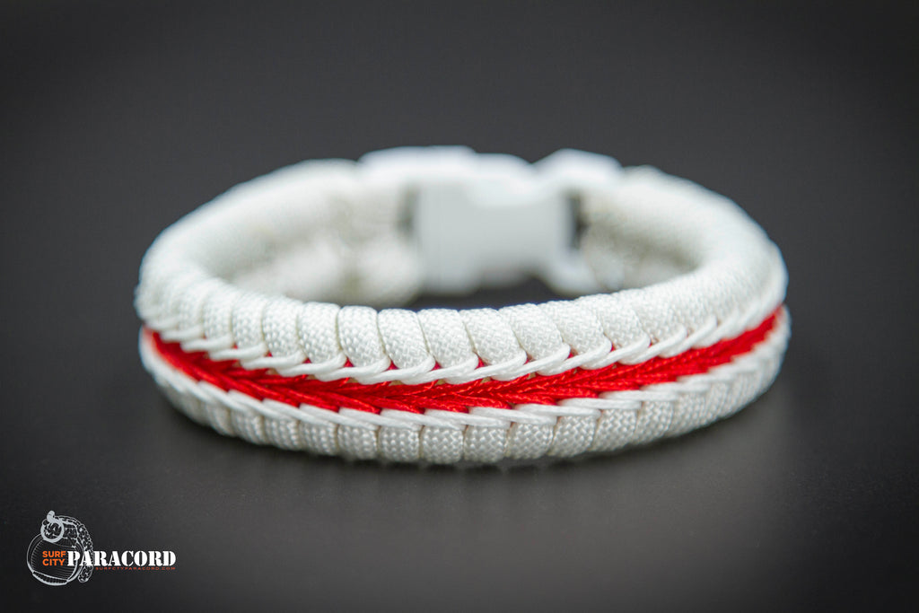 Wide Stitched Fishtail Paracord Bracelet (Thin Gray Line) – Surf City  Paracord, Inc.