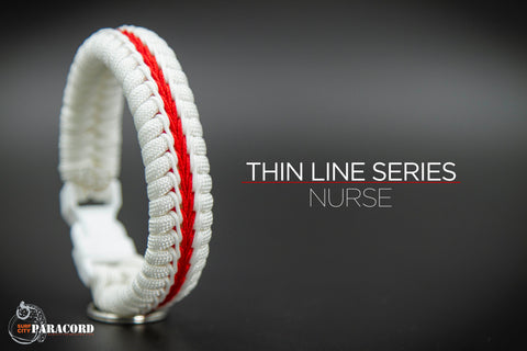 Wide Thin Line Stitched Fishtail Paracord Bracelet (Nurse)