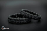 Wide Back in Black Stitched Fishtail Paracord Bracelet
