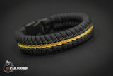 Wide Stitched Fishtail Paracord Bracelet (Black Gold)