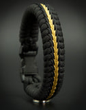 Wide Stitched Fishtail Paracord Bracelet (Black Gold)