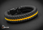 Wide Stitched Fishtail Paracord Bracelet (Black Atom)