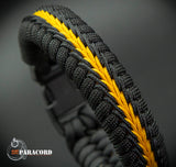 Wide Stitched Fishtail Paracord Bracelet (Black Atom)