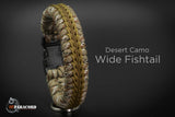 Wide Stitched Fishtail Paracord Bracelet (Desert Camo / Brown / Coyote)