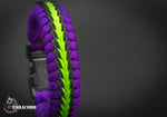 Wide Stitched Fishtail Paracord Bracelet (Purple / Neon Green / Black)