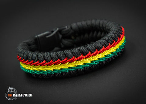 Wide Stitched Fishtail Paracord Bracelet (Rasta) – Surf City Paracord, Inc.