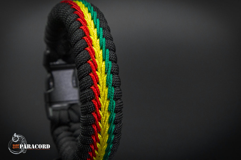 Wide Stitched Fishtail Paracord Bracelet (Rasta) – Surf City Paracord, Inc.