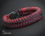 Wide Stitched Fishtail Paracord Bracelet (Red Hawk)