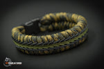 Wide Stitched Fishtail Paracord Bracelet (Tactical / Olive Drab / Black)