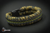 Wide Stitched Fishtail Paracord Bracelet (Tactical / Olive Drab / Black)