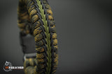 Wide Stitched Fishtail Paracord Bracelet (Tactical / Olive Drab / Black)