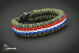 Wide Stitched Fishtail Paracord Bracelet (Woodland USA)