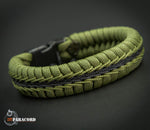 Wide Stitched Fishtail Paracord Bracelet (SWAT Olive Drab and Black)