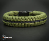 Wide Stitched Fishtail Paracord Bracelet (SWAT Olive Drab and Black)