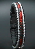 Thin Red Line Flag Stitched Fishtail Paracord Bracelet.
