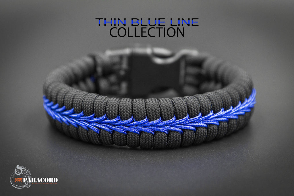 Thin blue line paracord bracelet with handcuff key on sale