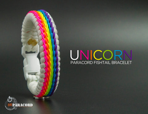 Unicorn Stitched Fishtail Paracord Bracelet